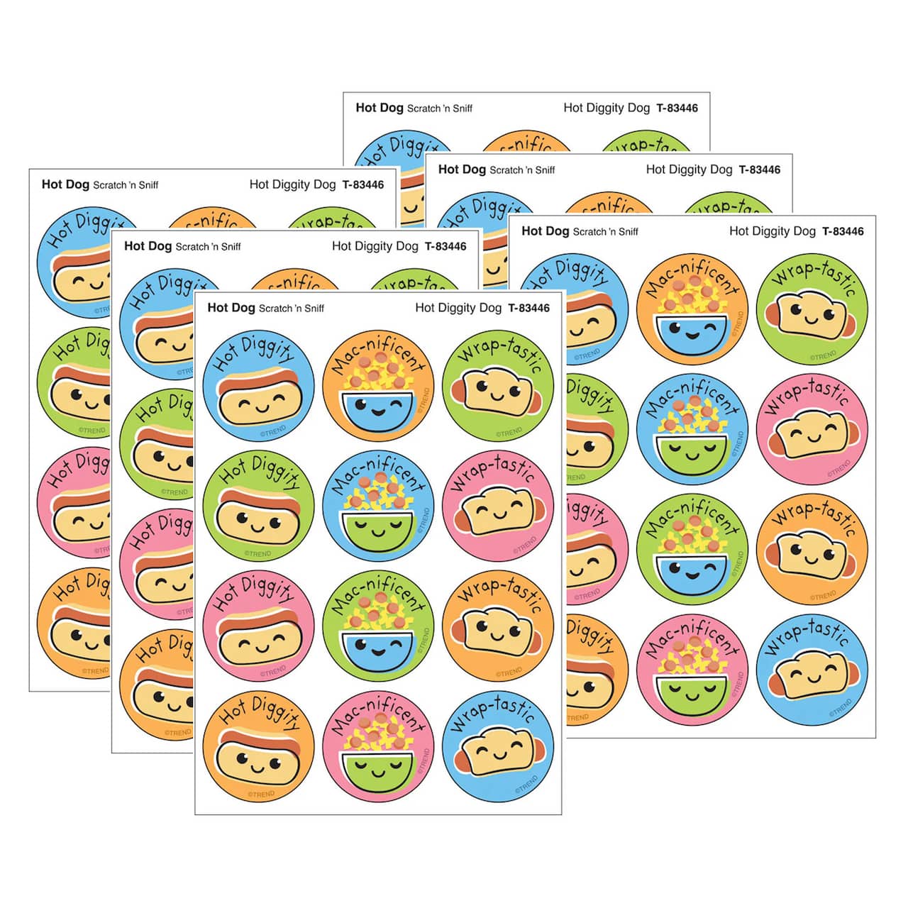 TREND Enterprises® Hot Diggity Dog, Hot Dog scent Scratch 'n Sniff Stinky Stickers®, 48 Per Pack, 6 Packs